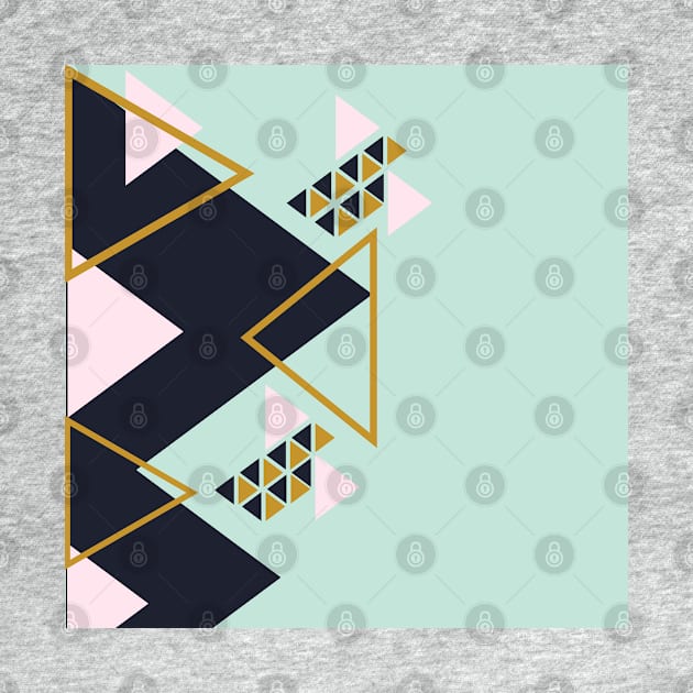 Modern Vibes- Blue, Gold and Pink Geometric by mrsmauve